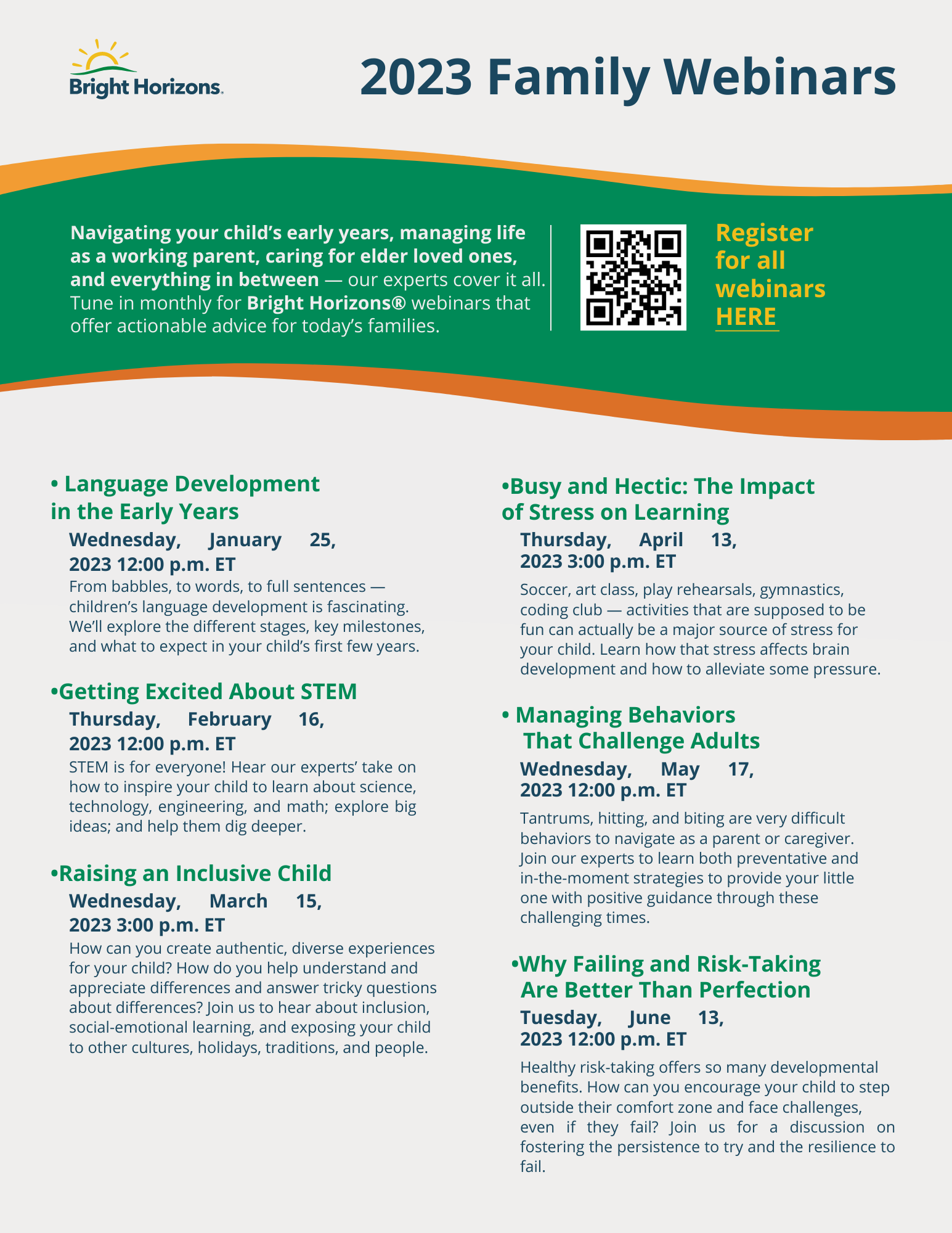 Bright Horizons Family Webinars