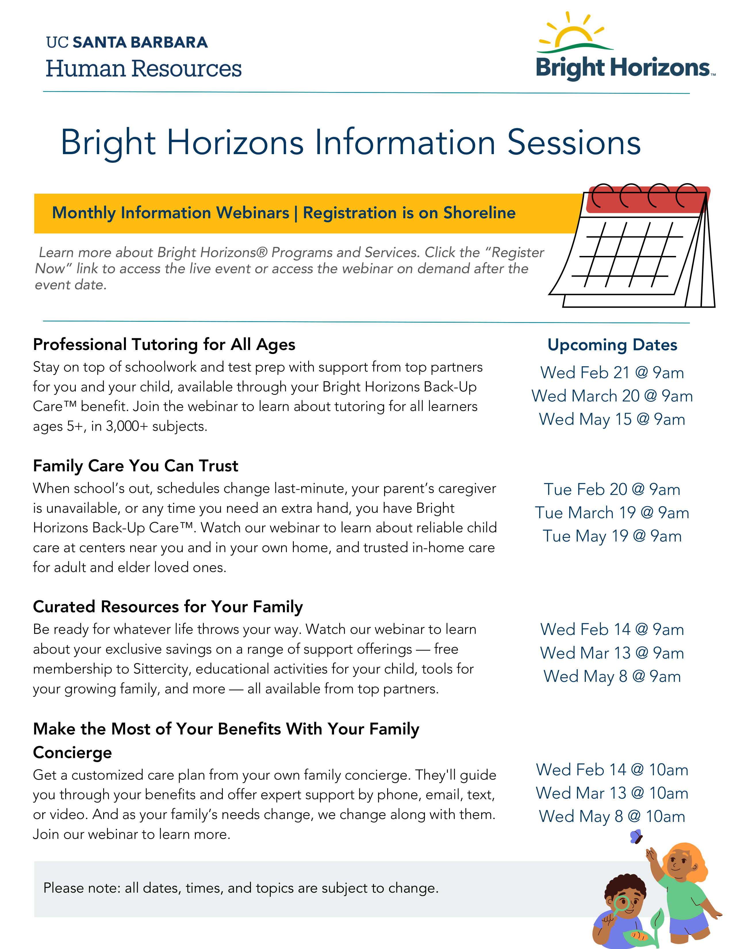 2024 Bright Horizons Information Sessions