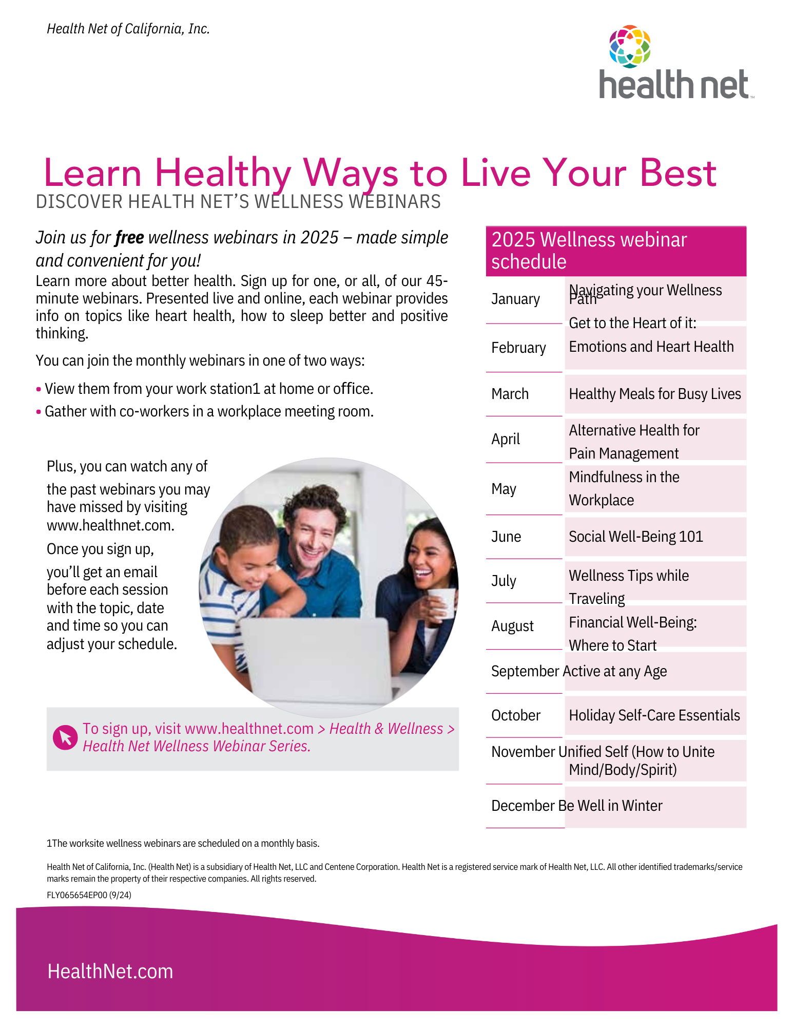 HealthNet Wellness Webinars