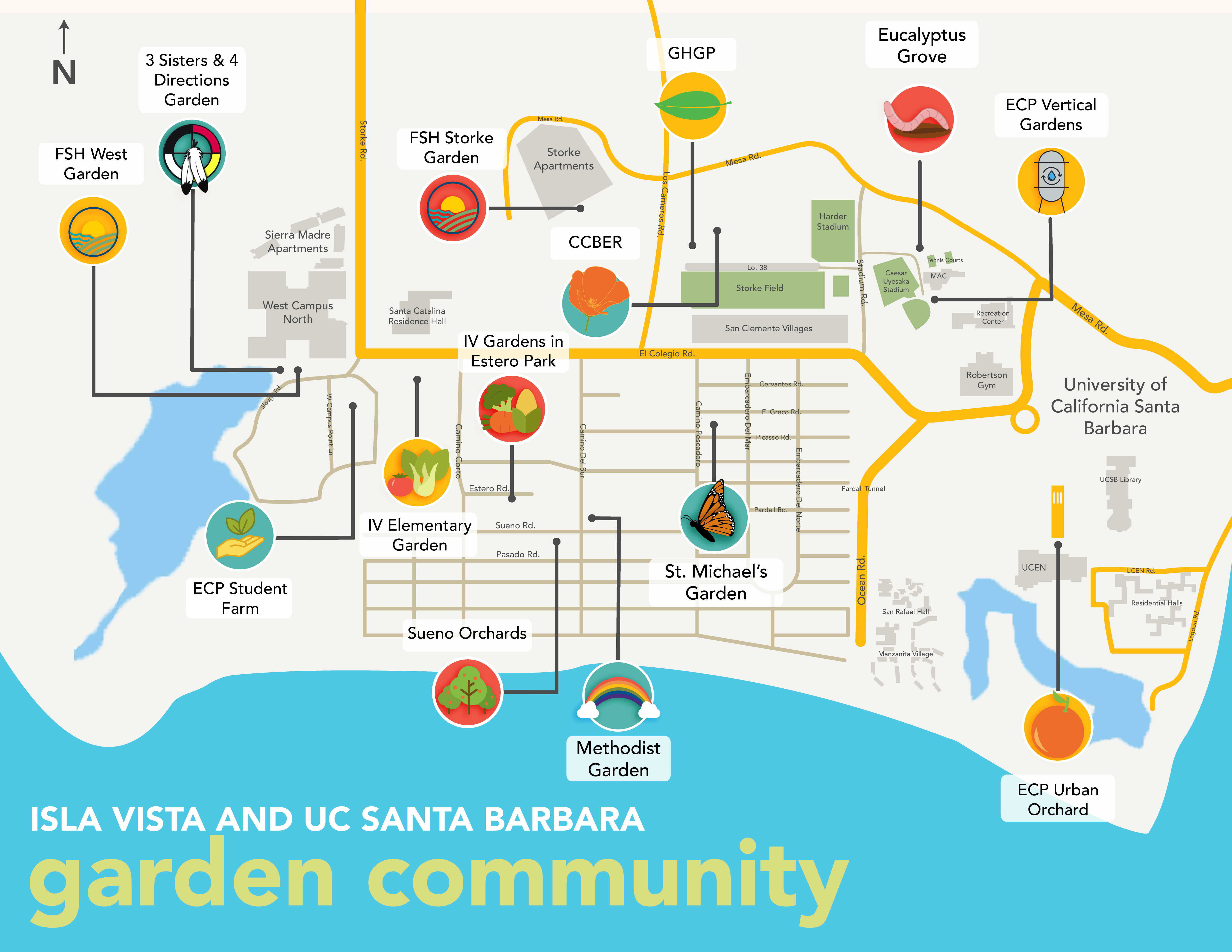 Isla Vista & UC Santa Barbara Garden Community Map